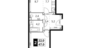 Apartamento 2 habitaciones en Jimki, Rusia