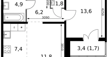 Wohnung 2 zimmer in Leninsky District, Russland