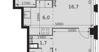 2 room apartment in Moscow, Russia