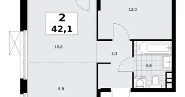 Mieszkanie 2 pokoi w Moskwa, Rosja