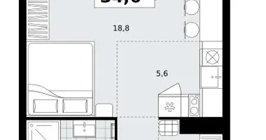 1 room apartment in Kommunarka, Russia