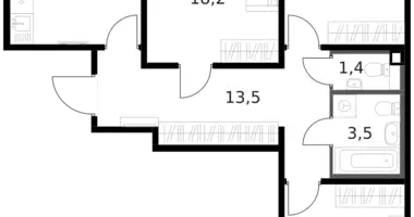 3 room apartment in Moscow, Russia