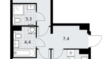 Wohnung 2 zimmer in Troizk, Russland