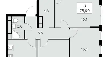 3 room apartment in Moscow, Russia