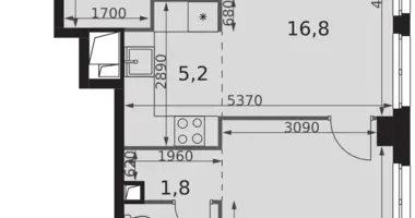 Apartamento 2 habitaciones en Moscú, Rusia