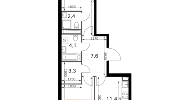 2 room apartment in Moscow, Russia