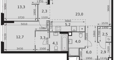3 room apartment in Moscow, Russia