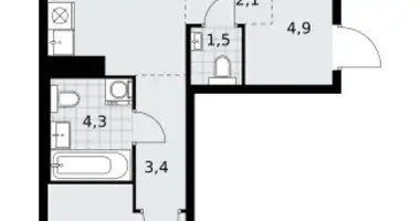 Apartamento 2 habitaciones en Kommunarka, Rusia
