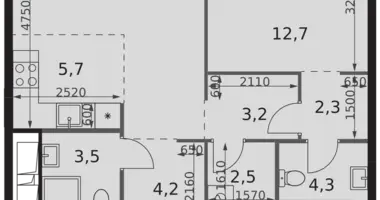 2 room apartment in Moscow, Russia
