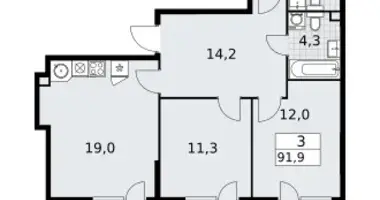 Квартира 3 комнаты в район Внуково, Россия