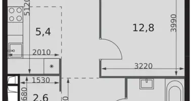 Apartamento 2 habitaciones en Moscú, Rusia