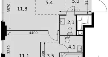 Mieszkanie 2 pokoi w Moskwa, Rosja