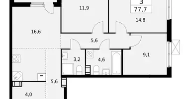 Wohnung 3 zimmer in Krasnoje Selo, Russland
