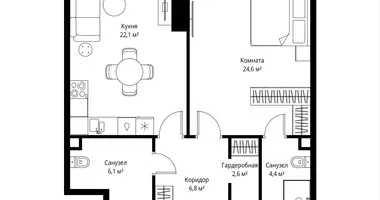 1 room apartment in Moscow, Russia