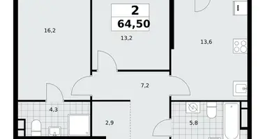 Wohnung 2 zimmer in Moskau, Russland