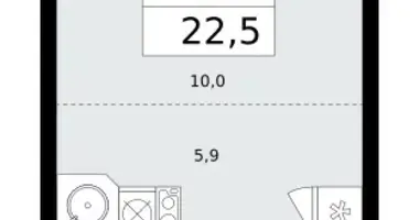 1 room apartment in Kommunarka, Russia