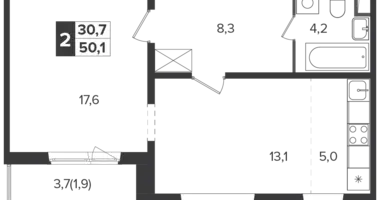 Apartamento 2 habitaciones en Leninsky District, Rusia