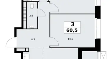 3 room apartment in Kommunarka, Russia