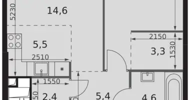 2 room apartment in Moscow, Russia