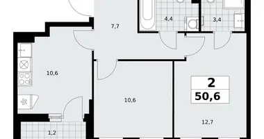 Wohnung 2 zimmer in Troizk, Russland