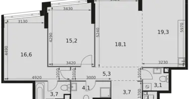 Wohnung 3 zimmer in Moskau, Russland