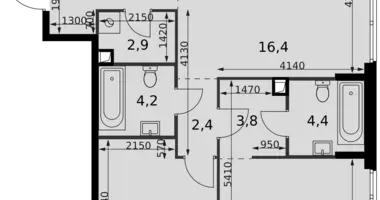 Apartamento 3 habitaciones en Moscú, Rusia