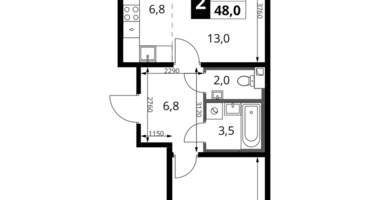 2 room apartment in Khimki, Russia