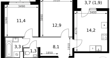 Wohnung 2 zimmer in Leninsky District, Russland
