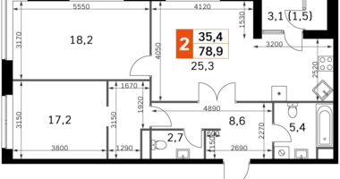 3 room apartment in Moscow, Russia