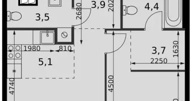 2 room apartment in Moscow, Russia