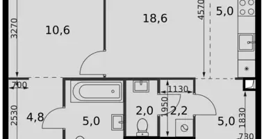 2 room apartment in Moscow, Russia