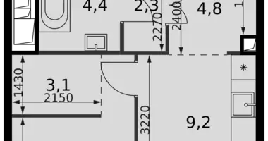 Mieszkanie 1 pokój w Moskwa, Rosja