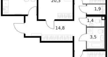 3 room apartment in Moscow, Russia