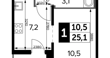 Студия 1 комната в Люберцы, Россия