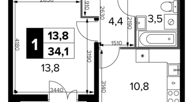 1 room apartment in Leninsky District, Russia