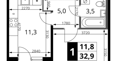 Квартира 1 комната в Химки, Россия