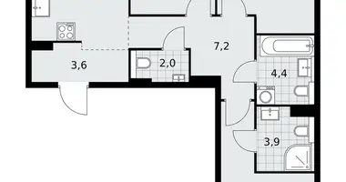 Apartamento 3 habitaciones en Kommunarka, Rusia