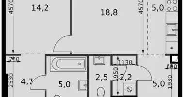 2 room apartment in Moscow, Russia