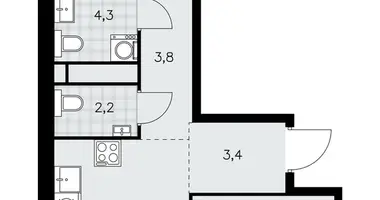 3 room apartment in Kommunarka, Russia