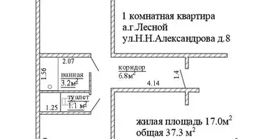 Appartement 1 chambre dans Liasny, Bélarus