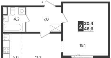 Wohnung 2 zimmer in Leninsky District, Russland