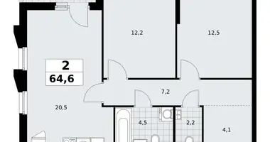 Apartamento 2 habitaciones en Troitsk, Rusia