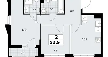 Appartement 2 chambres dans Troïtsk, Russie