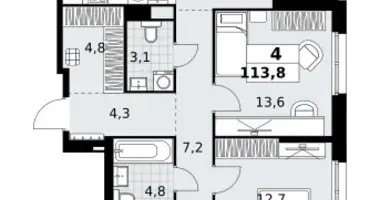 4 room apartment in Kommunarka, Russia