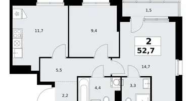 Apartamento 2 habitaciones en Kommunarka, Rusia