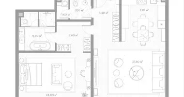 Wohnung 1 zimmer in Moskau, Russland