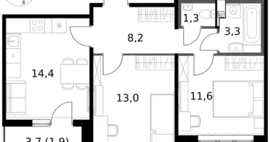 Apartamento 2 habitaciones en Leninsky District, Rusia