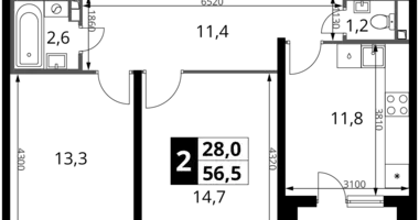 Appartement 2 chambres dans Sapronovo, Russie