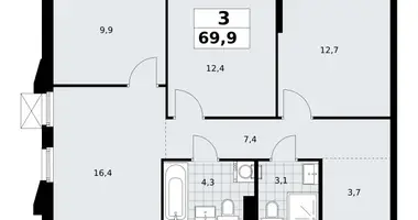 Mieszkanie 3 pokoi w Troick, Rosja