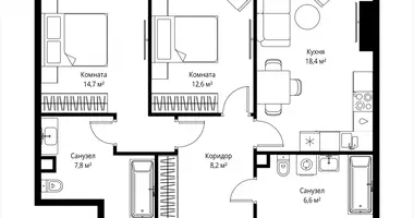 2 room apartment in Moscow, Russia